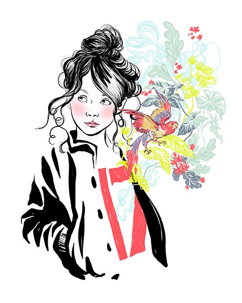 illustration cecile roubio fille perroquet.jpg - Ccile ROUBIO | Virginie